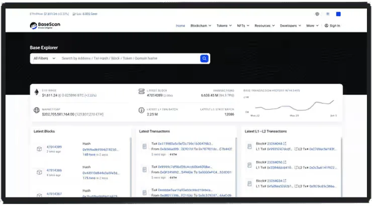 Screenshot of Basescan